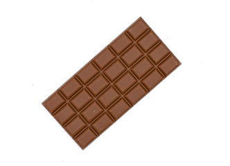 Milk chocolate bar isolated on white background