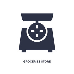 groceries store scale icon on white background. Simple element illustration from measurement concept.
