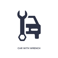 car with wrench icon on white background. Simple element illustration from mechanicons concept.