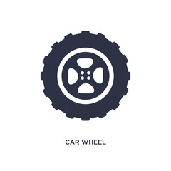 car wheel icon on white background. Simple element illustration from mechanicons concept.