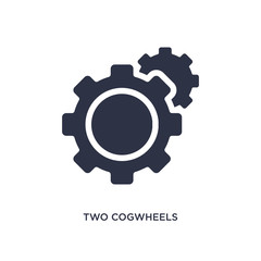 two cogwheels icon on white background. Simple element illustration from mechanicons concept.