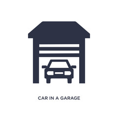 Obraz premium car in a garage icon on white background. Simple element illustration from mechanicons concept.