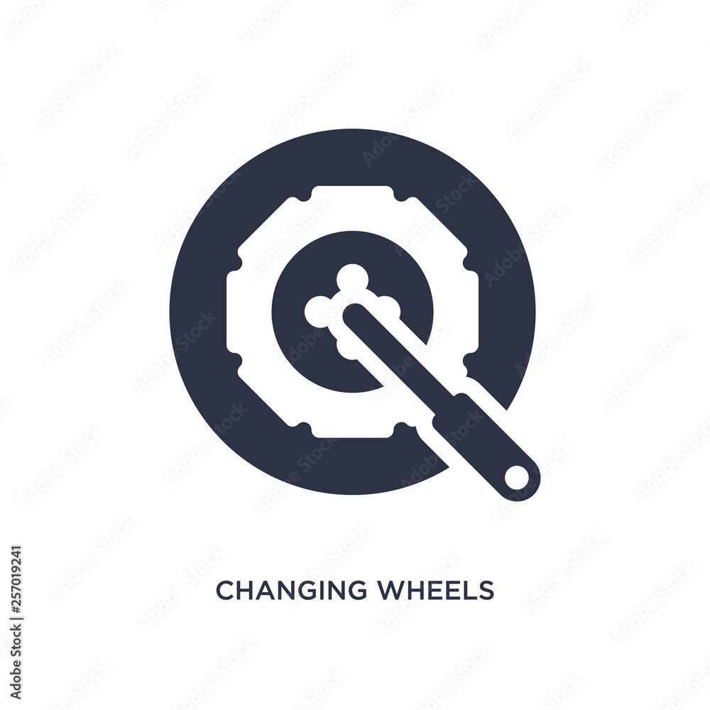 Poster changing wheels tool icon on white background. simple element illustration from mechanicons concept.