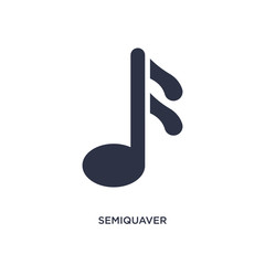 semiquaver icon on white background. Simple element illustration from music and media concept.