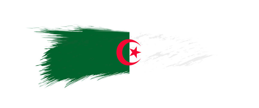 Flag Of Algeria In Grunge Brush Stroke.