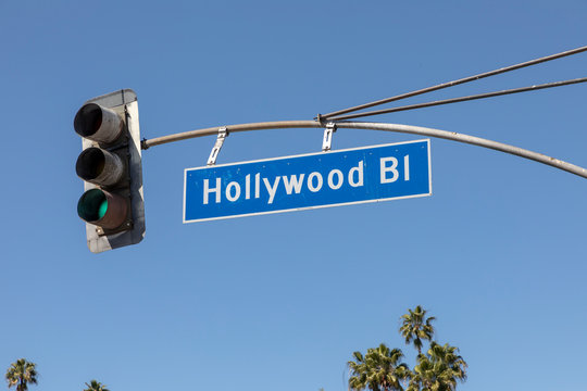 street sign Hollywood BL in Los Angeles