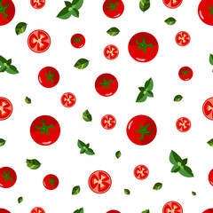 Seamless pattern with vegetables on a white background.