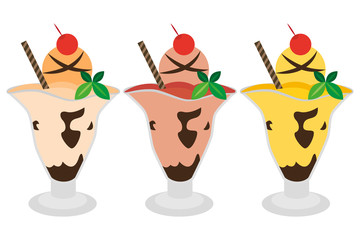 Copa de helado de frutas.