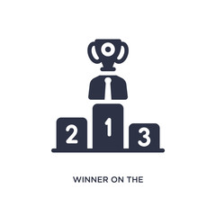 winner on the podium icon on white background. Simple element illustration from productivity concept.