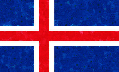 Fototapeta premium Graphic illustration of an Icelandic flag with a flower pattern