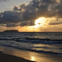 Sunset on the island of Porto Santo, Portugal