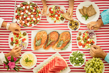 Mediterranean diet. Healthy eating concept. Top view