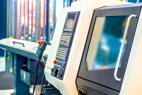 Programmable milling machine. Programmable machine with numerical control. Milling industry. CNC technology. Industrial equipment.
