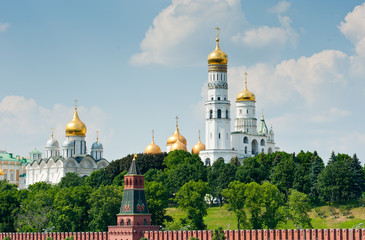 Fototapeta na wymiar Domes of the Churches of the Moscow Kremlin. Russia