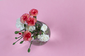 Bouquet of carnation top view