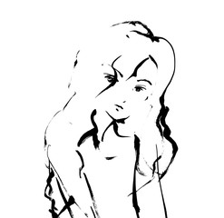 新墨絵の女性33ハイコントラスト