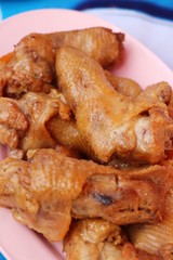Boiled chicken with fish sauce in market
