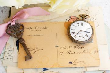 antique mail and clock