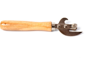 Silver metallic wine corkscrew bottle opener on white background.