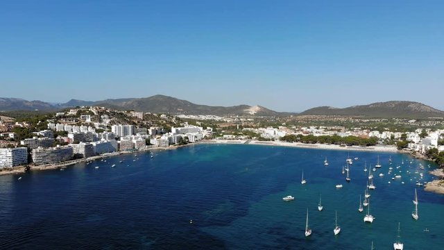 Aerial view , flight to Santa Ponsa and the marina of Santa Ponsa, Mallorca, Balearic Islands, Spain