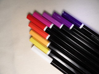 color pencils on white background