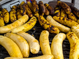 Close up of roasted ripe plantain sell at Cali city center © anamejia18