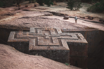 The Church of St. George (Bete Giyorgis), a monolithic church in Lalibela in Ethiopia