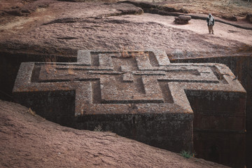 The Church of St. George (Bete Giyorgis), a monolithic church in Lalibela in Ethiopia