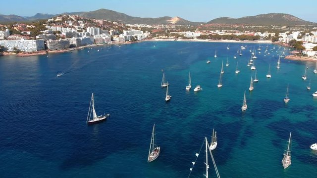 Aerial view , flight to Santa Ponsa and the marina of Santa Ponsa, Mallorca, Balearic Islands, Spain