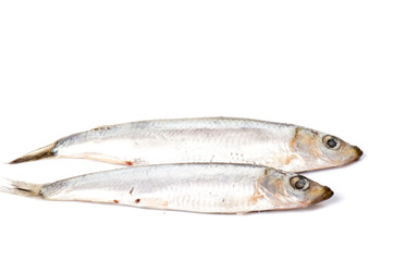 Dry  fish isolated on white background. horizontal photo.