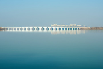 Fototapeta premium Bridge Building, River, Urban Skyline Scenery in China