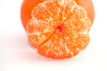 Tangerine macro, juicy ripe sweet tangerine slices close-up