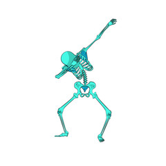green skeleton character dancing dab step