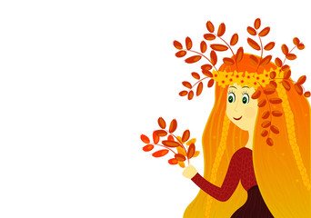 autumn girl with leafs in hair