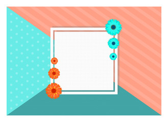 white frame and flowers