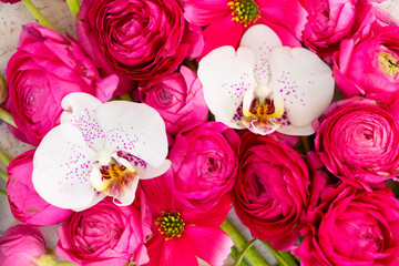 Flowers flat lay composition
