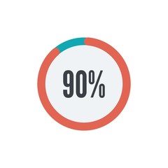 of circle percentage diagrams from 90% ready-to-use for web design, user interface UI or infographic