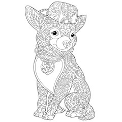 zentangle chihuahua dog coloring page