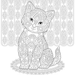 zentangle cat coloring page