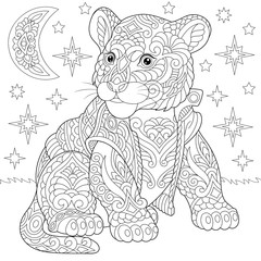 zentangle tiger baby cub coloring page