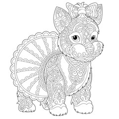 zentangle yorkshire terrier dog coloring page