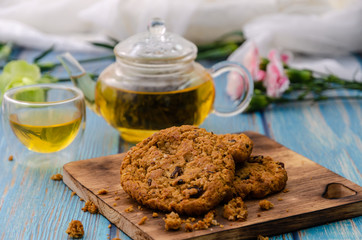 Homemade wholegrain cookies with raisin and nuts