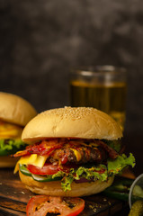 Homemade hamburger with Lettuce and Cheese