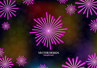 Abstract background with elements of bright festive salute on a dark background. Background, cover, layout, magazine, brochure, poster, website. Vector illustration