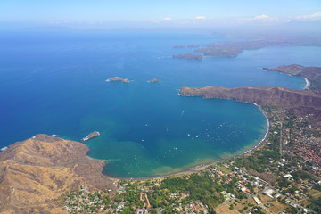 Aerial view of the Playas del Coco beach in the Golfo del Papagayo near Liberia, Guanacaste, Costa Rica