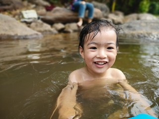 Children are always happy when they swim.