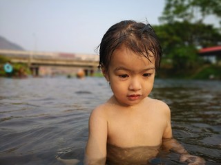 Children are always happy when they swim.