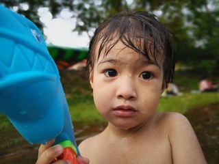 Children are always happy when they swim.