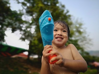 Children are always happy when they swim.