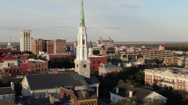 Aerial of Downtown Savannah, Georgia